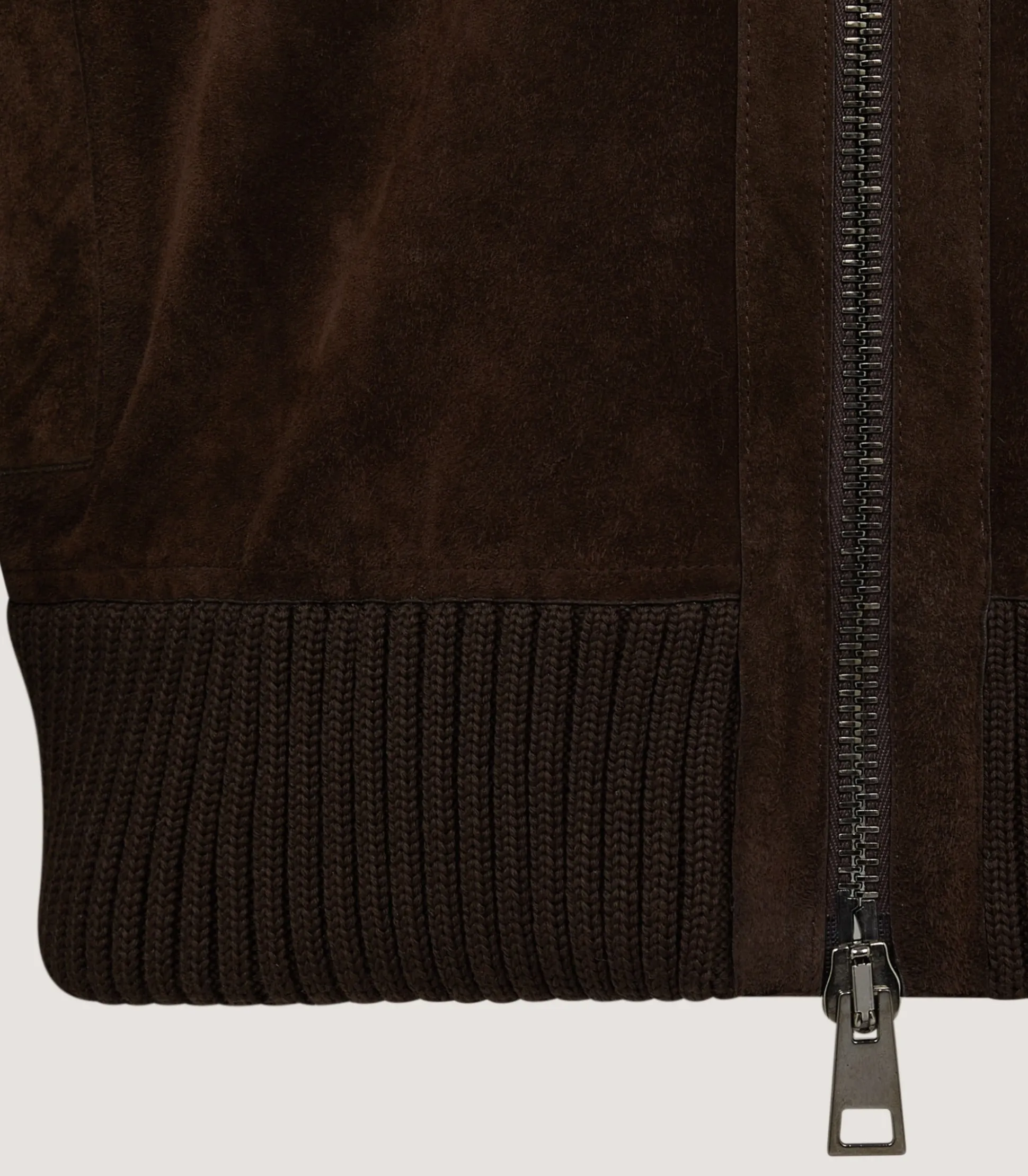 Men's York Suede Zip Front Knitted Cardigan in Chocolate