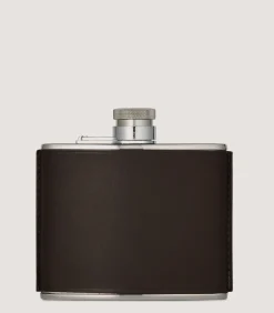 4oz Leather Flask In Dark Brown