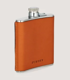 6oz Leather Flask In Tan