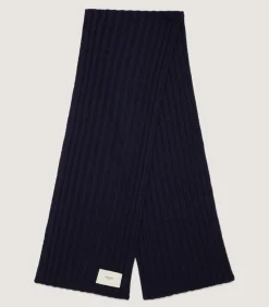 Ribbed Chunky Scarf in Midnight Blue