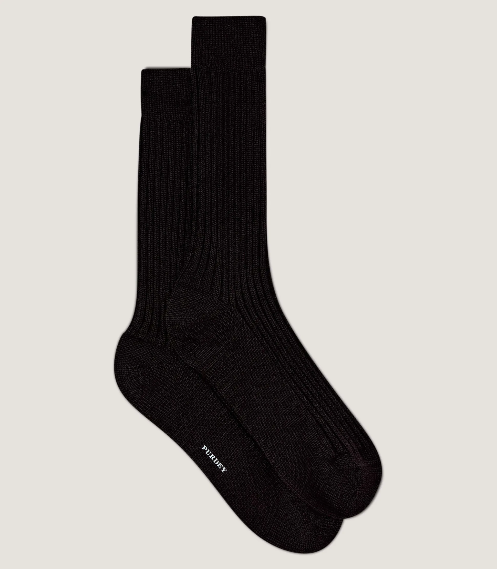Ribbed Knit Wool Blend Socks in Dark Brown