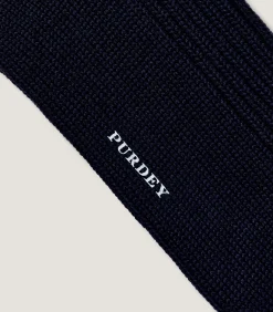 Ribbed Knit Wool Blend Sock in Midnight