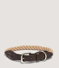 Rope & Leather Dog Collar In Natural