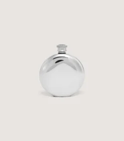 Round Concave Back Pewter Flask In Pewter