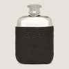 Small Leather Covered Flask in Dark Brown
