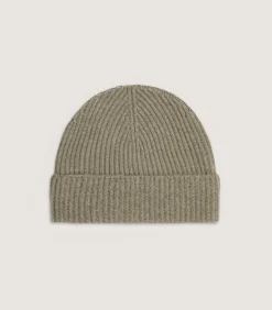 Unisex Ribbed Cashmere Beanie in Sage