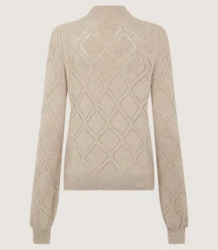 Women's Cashmere Cable Sweater in Oatmeal