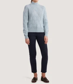 Women's Cashmere Cable Sweater In Pine Green