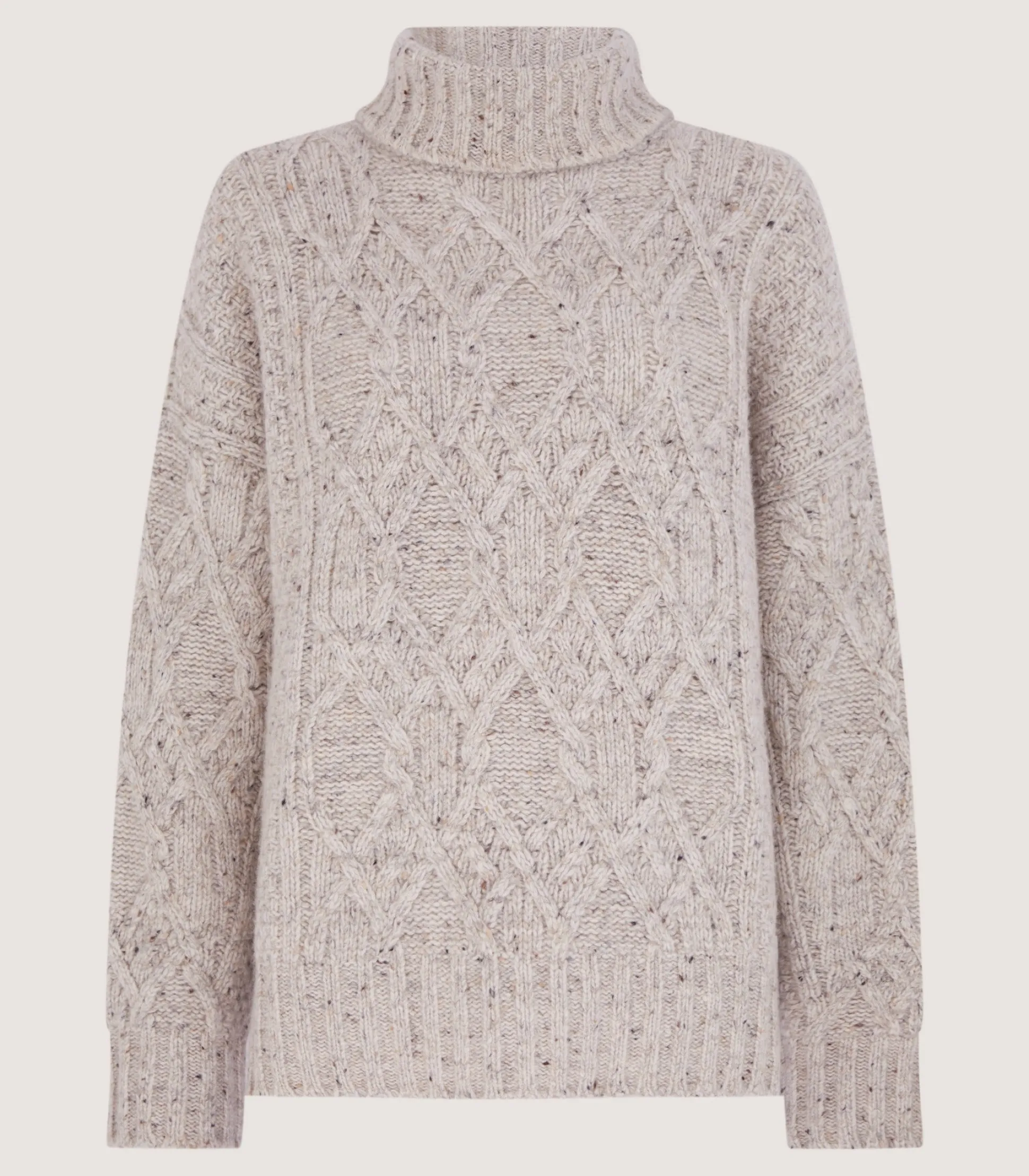 Women's Cashmere Donegal High Neck Tunic Sweater in Ivory