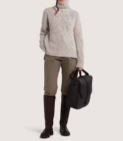 Women's Cashmere Donegal High Neck Tunic Sweater in Ivory