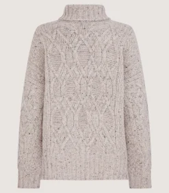 Women's Cashmere Donegal High Neck Tunic Sweater in Ivory