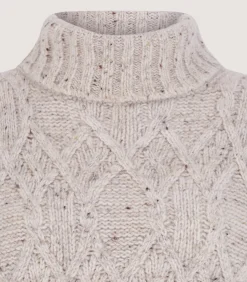 Women's Cashmere Donegal High Neck Tunic Sweater in Ivory
