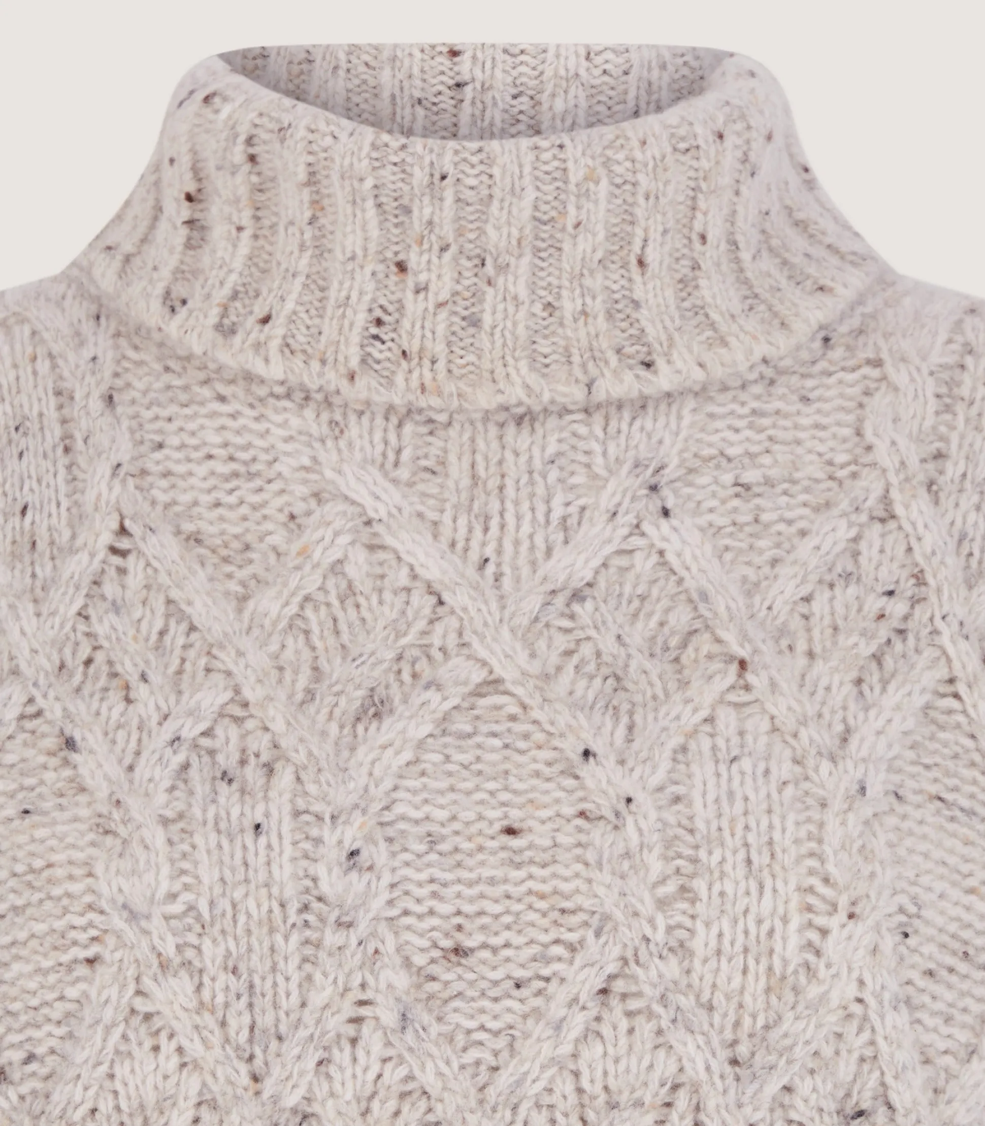 Women's Cashmere Donegal High Neck Tunic Sweater in Ivory