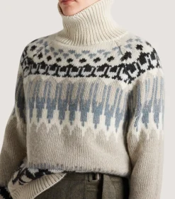 Women's Cashmere Fairisle Falcon Crew Neck Sweater In Kestral