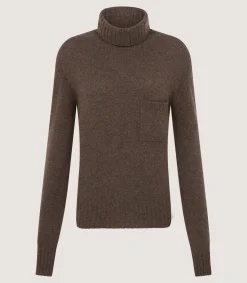 Women's Cashmere Turtleneck Sweater With Chest Pocket