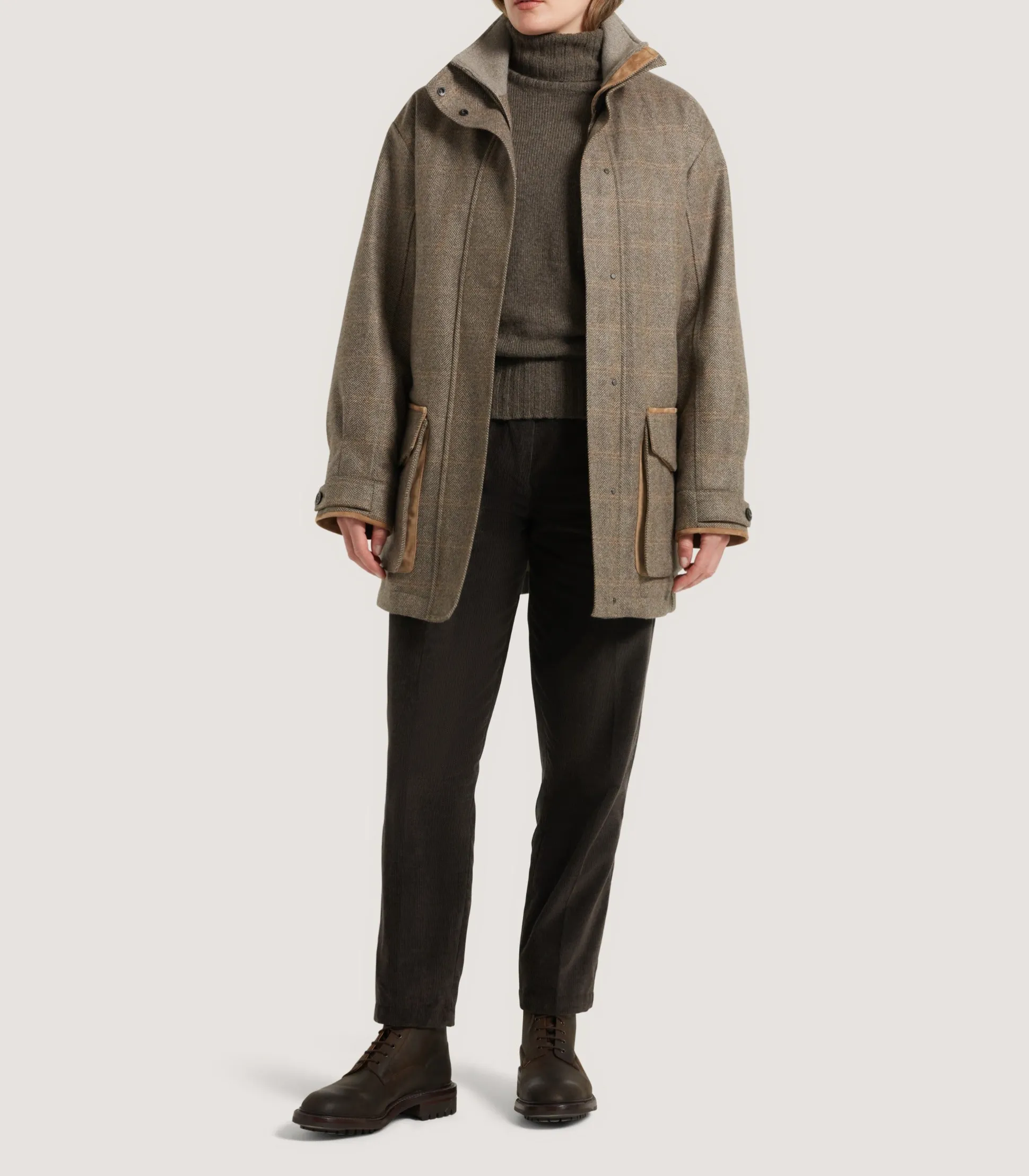 Women's Cashmere Tweed Raglan Field Coat In Brecbowie