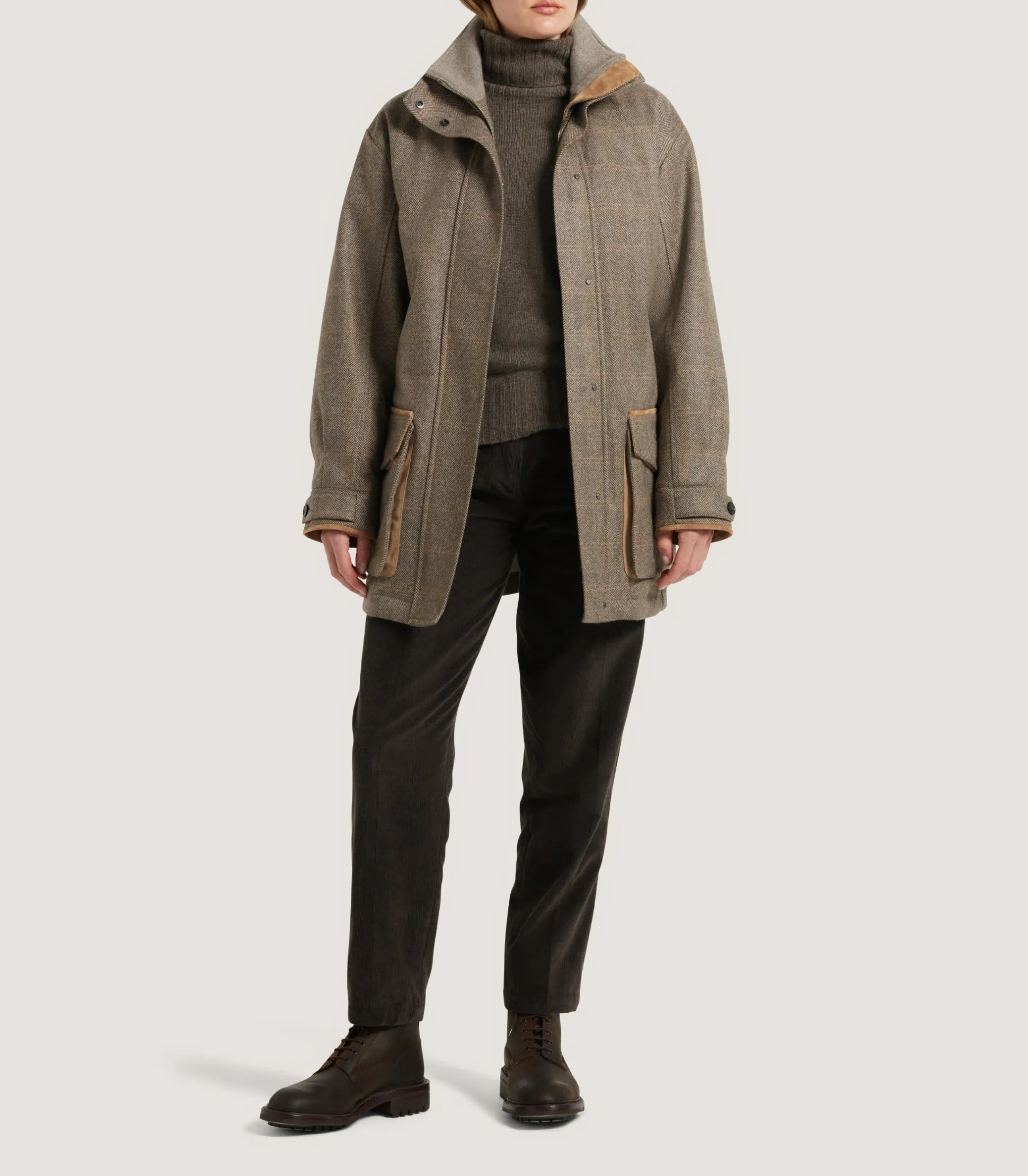 Women's Cashmere Tweed Raglan Field Coat In Brecbowie