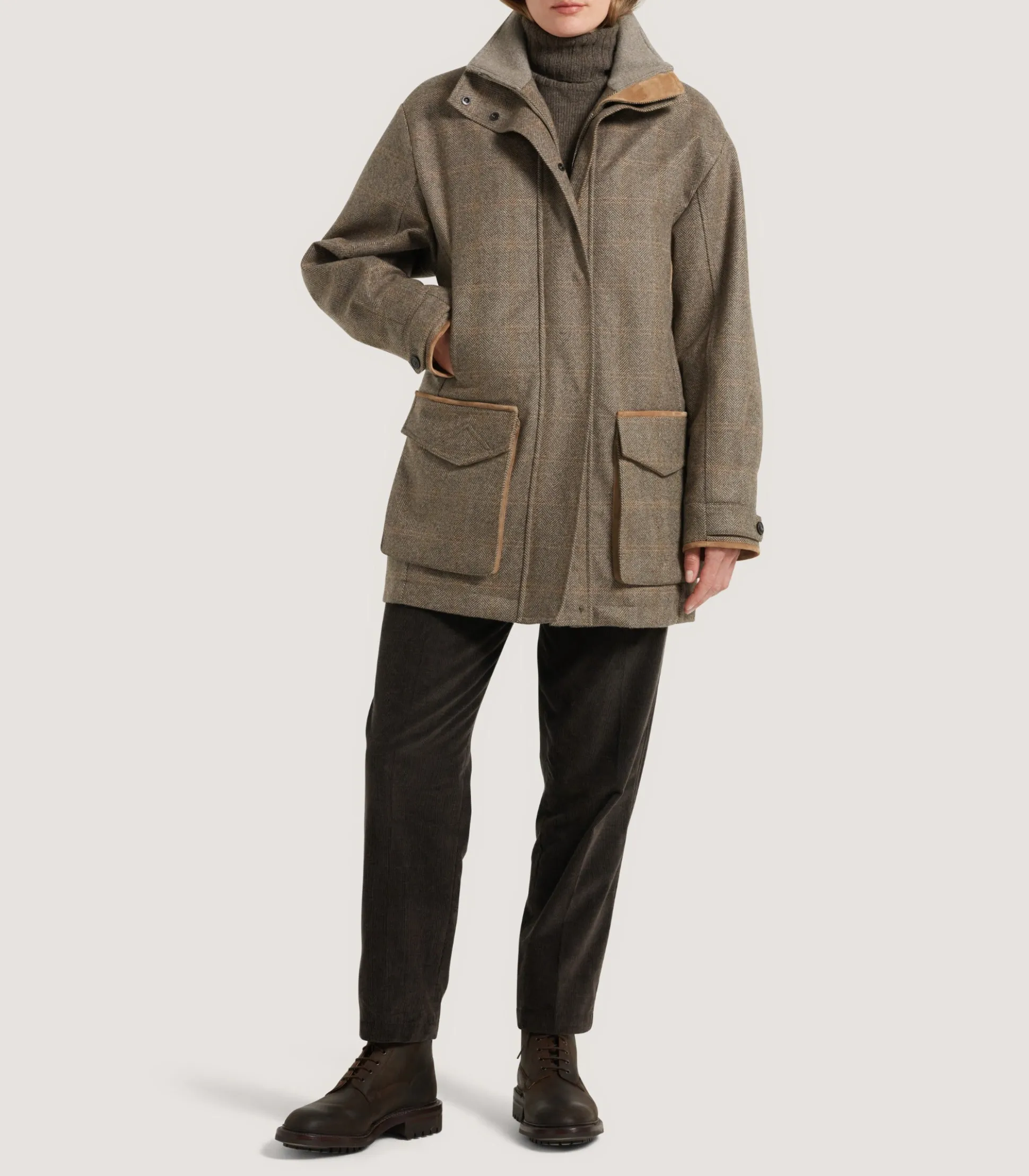 Women's Cashmere Tweed Raglan Field Coat In Brecbowie