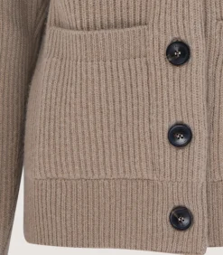 Women's Clifford Ribbed Cardigan in Taupe