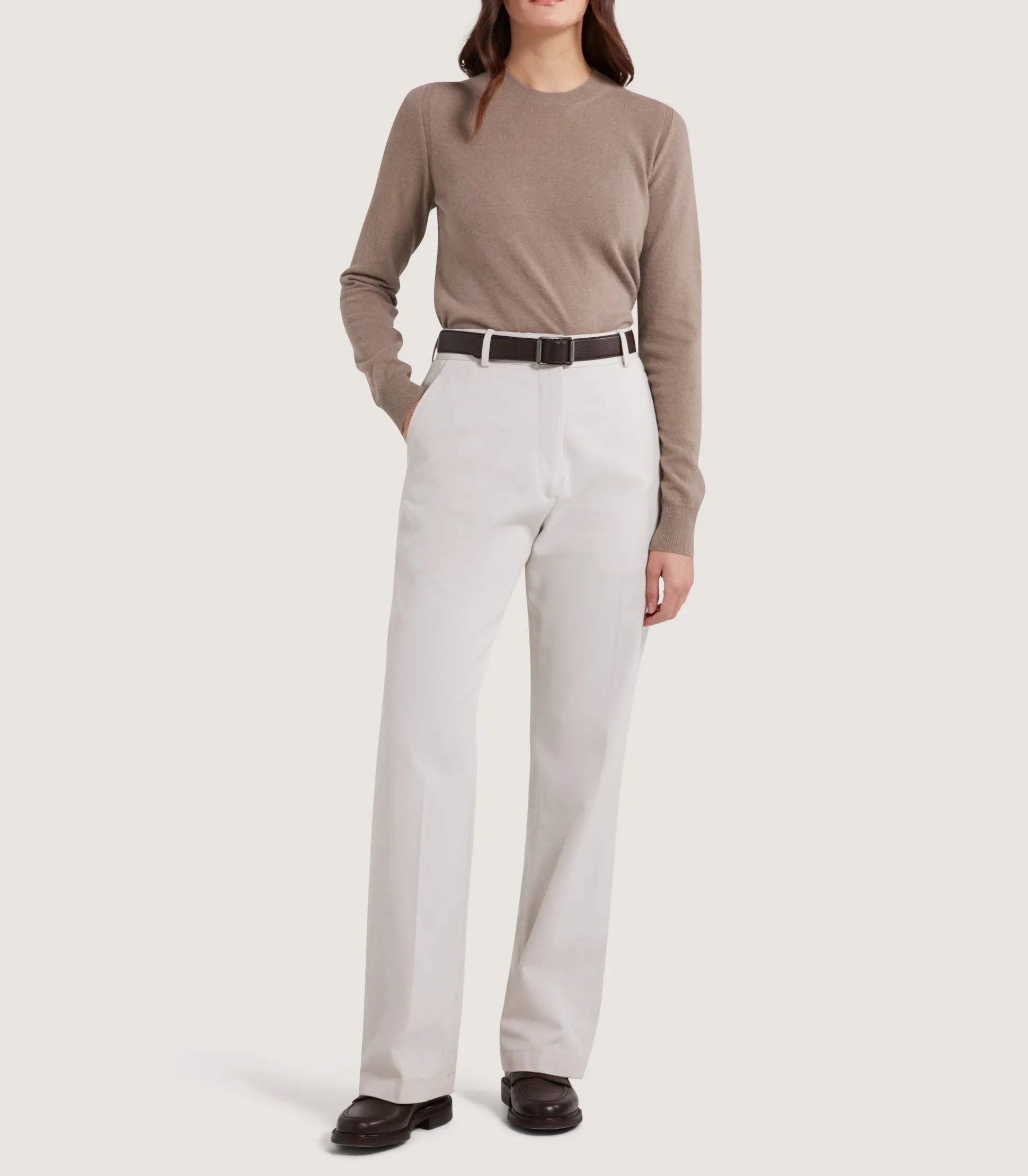 Women's Cork Crew Neck Jumper in Taupe