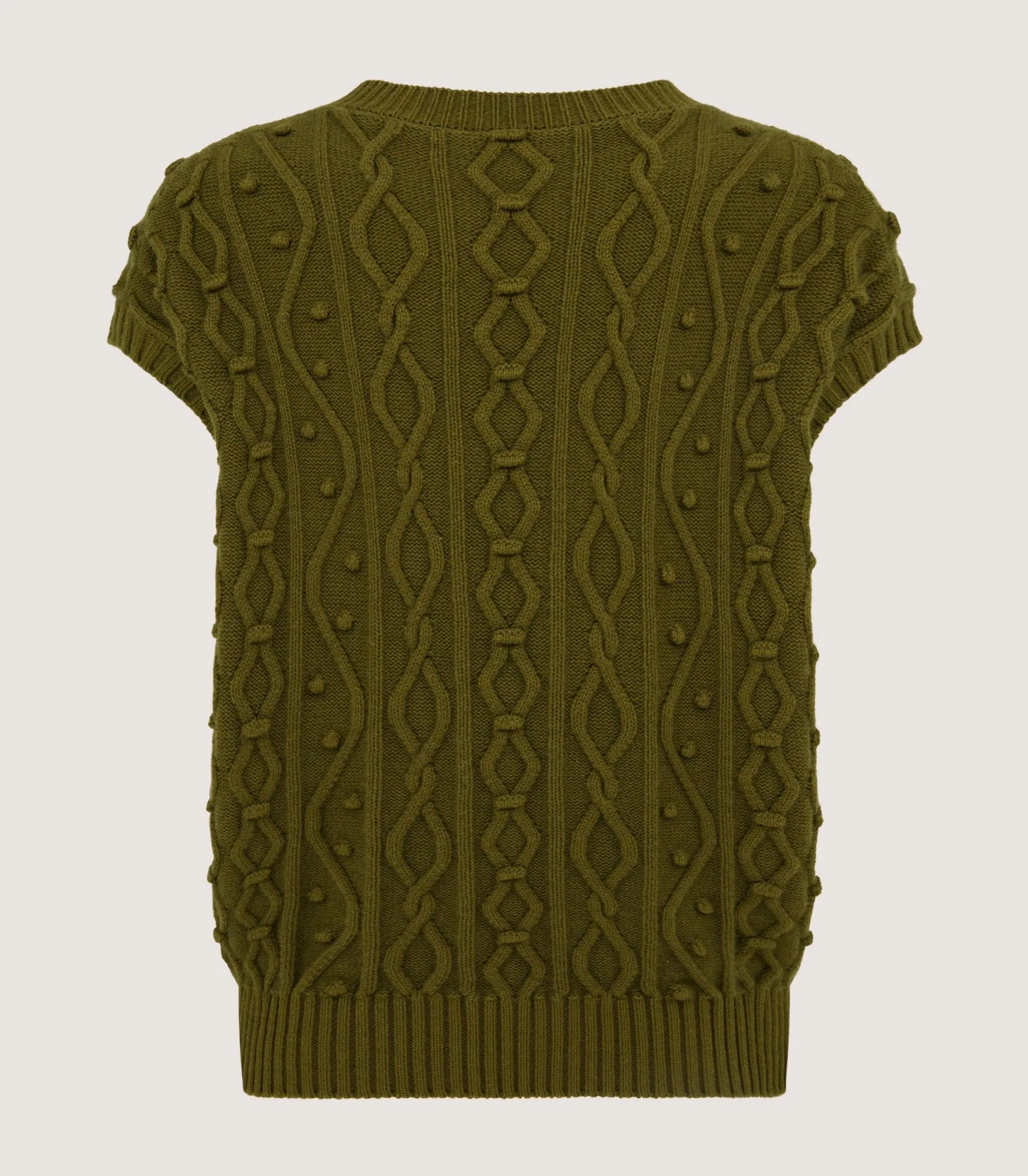 Women's Cotton Cashmere Aran Crew Neck Tank in Olive