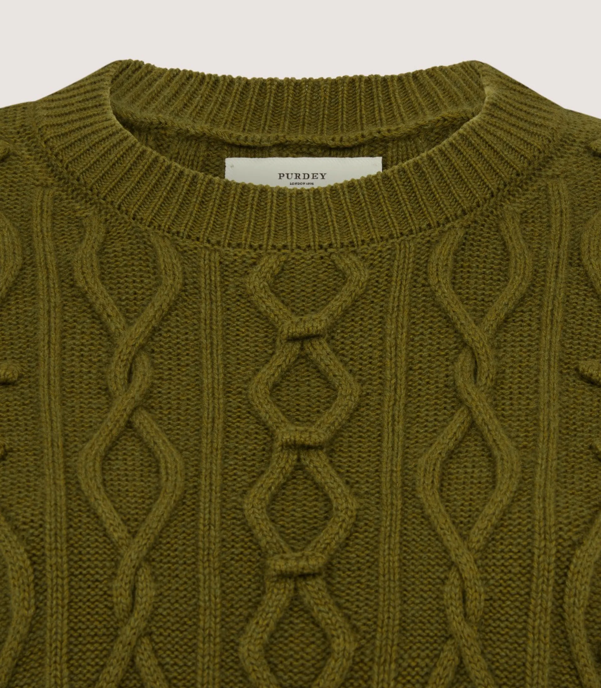 Women's Cotton Cashmere Aran Crew Neck Tank in Olive