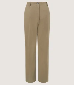 Women's Cotton Flat Front Trouser in Dark Olive