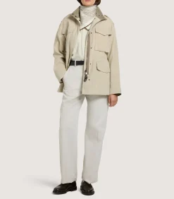 Women's Cotton Linen Field Jacket in Pale Stone