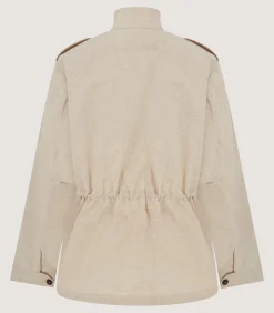 Women's Cotton Linen Field Jacket in Pale Stone