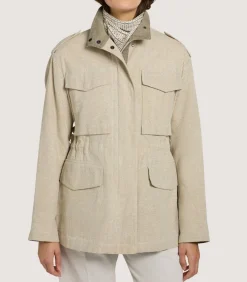 Women's Cotton Linen Field Jacket in Pale Stone