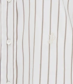 Women's Cotton Silk Stripe Shirt in Pale Stone