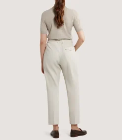 Women's Cotton Wool Flat Front Trouser in Pale Stone