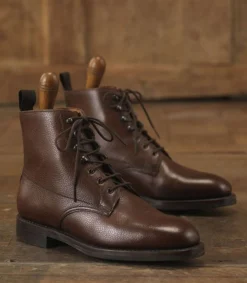 Women's Grain Leather Ankle Boot In Dark Brown