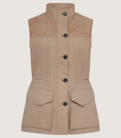Women's High Collar Dry Wax Summer Sporting Vest In Taupe