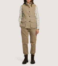 Women's High Collar Dry Wax Summer Sporting Vest In Taupe