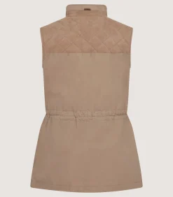 Women's High Collar Dry Wax Summer Sporting Vest In Taupe