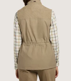 Women's High Collar Dry Wax Summer Sporting Vest In Taupe