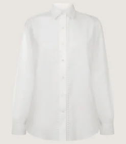 Women's Lace Placket Shirt in White