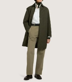 Women's Long Quilted Purdey Jacket in Dark Olive