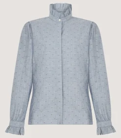 Women's Pie Crust Spotted Shirt In Light Blue