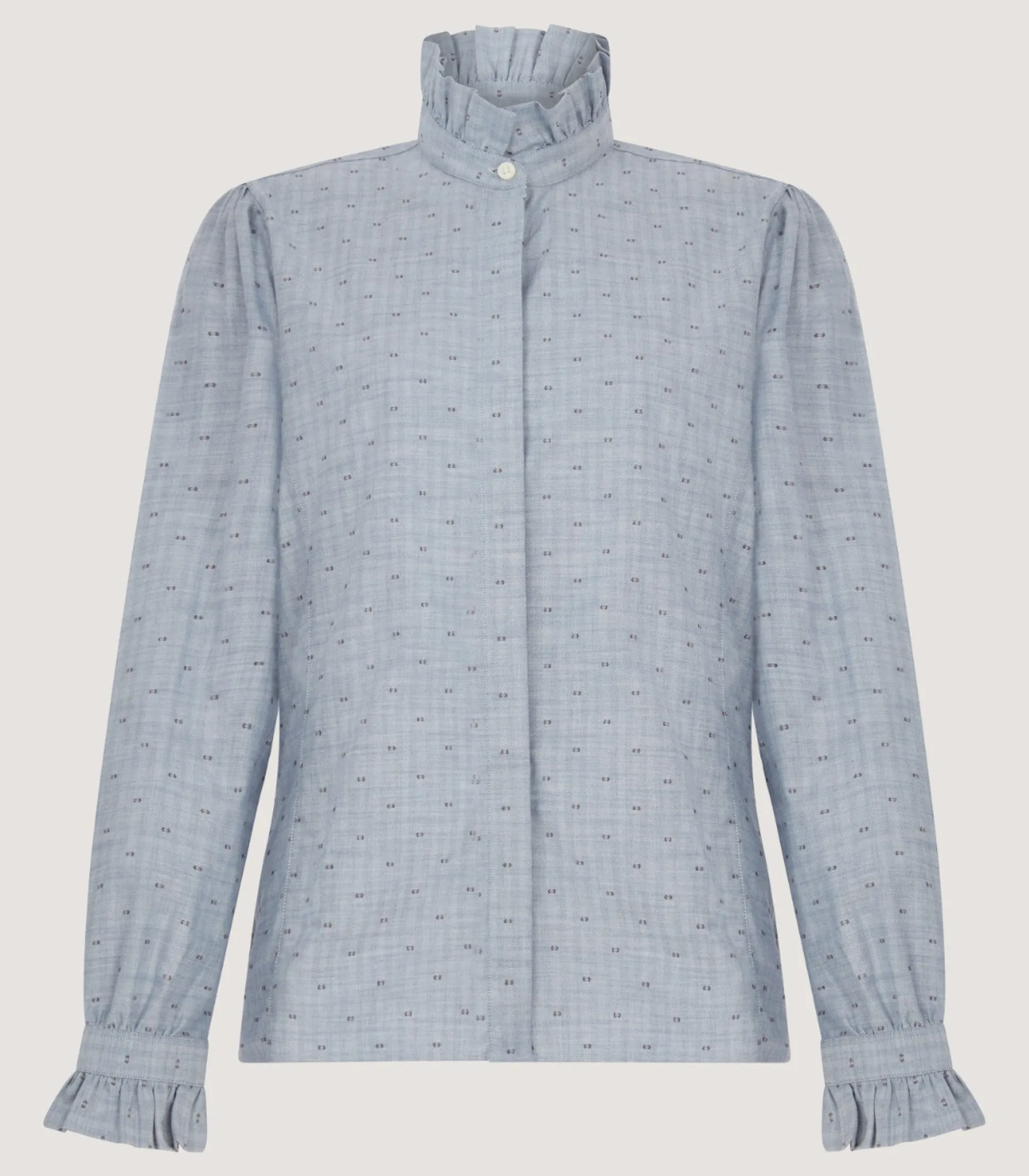 Women's Pie Crust Spotted Shirt In Light Blue