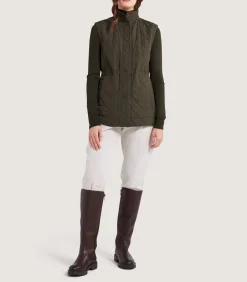Women's Quilted Purdey Gilet in Dark Olive