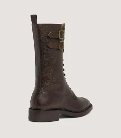 Women's Ridgeway Grain Leather Twin Strap Boot In Dark Brown