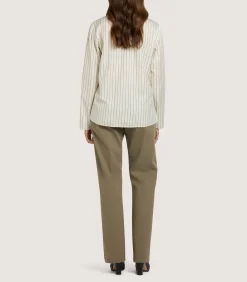 Women's Scarf Neck Blouse in Pale Stone