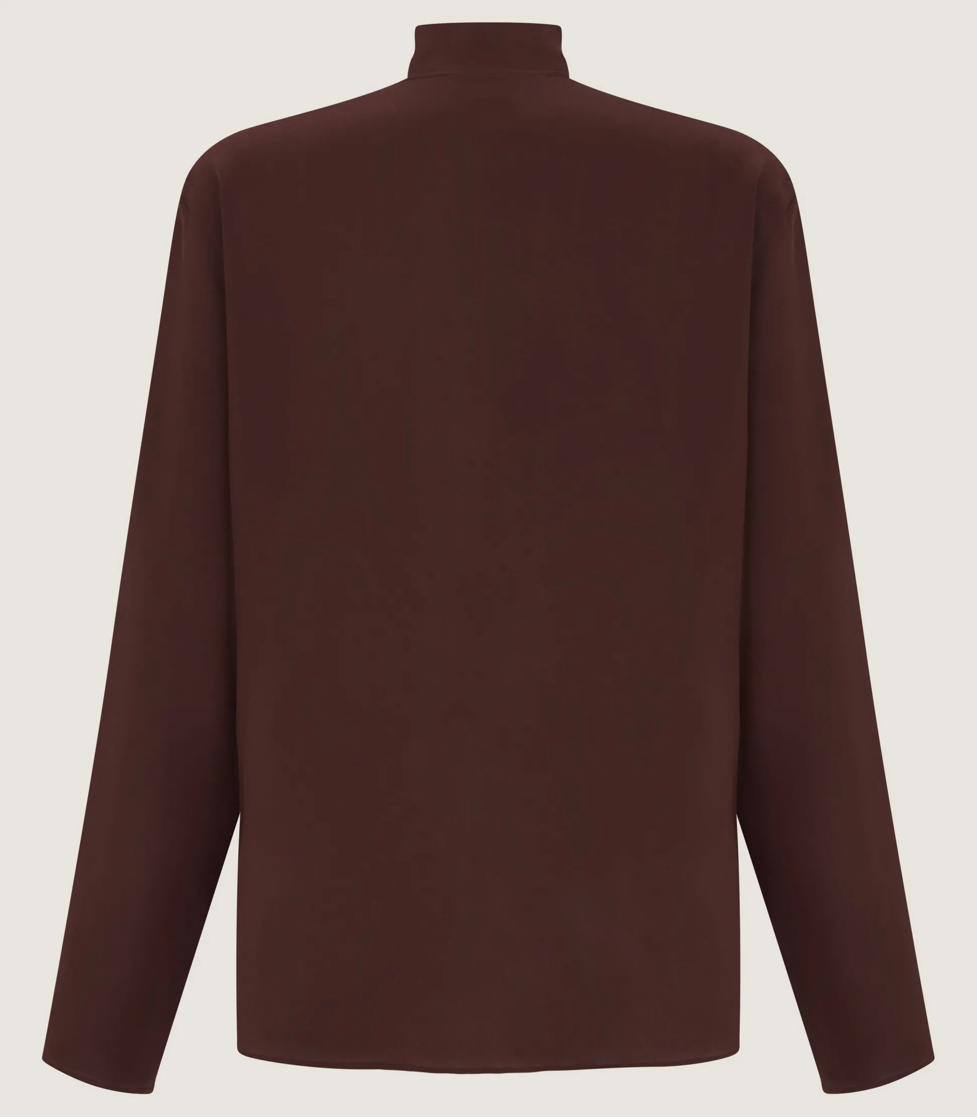 Women's Silk Scarf Neck Blouse in Umber