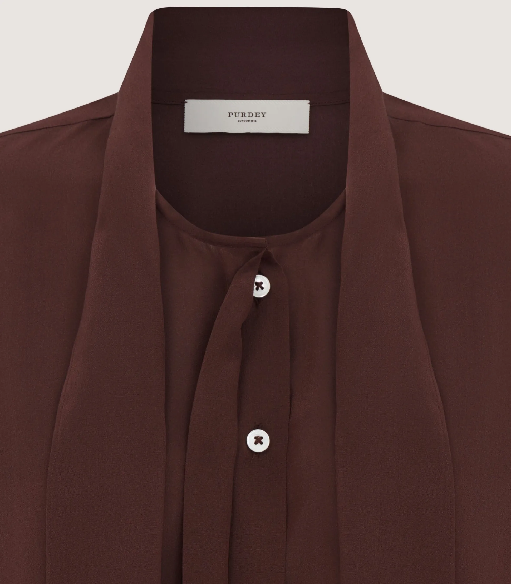 Women's Silk Scarf Neck Blouse in Umber