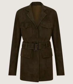 Women's Suede Wilton Jacket in Dark Olive