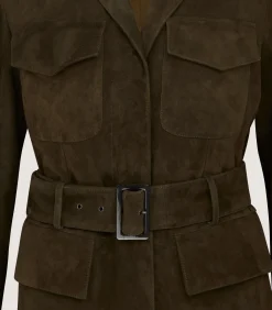 Women's Suede Wilton Jacket in Dark Olive