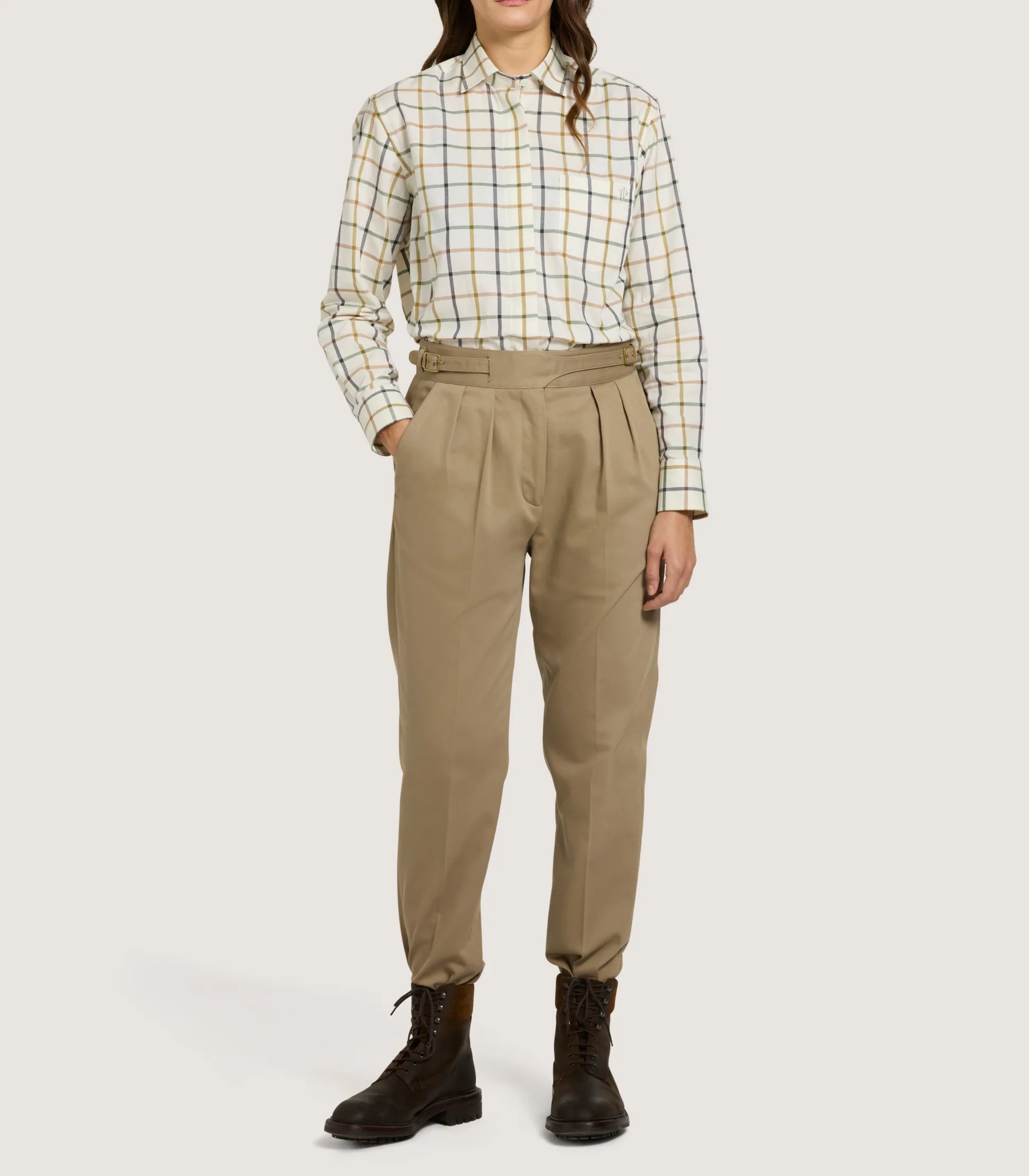 Women's Summer Sporting Windowpane Shirt In Green