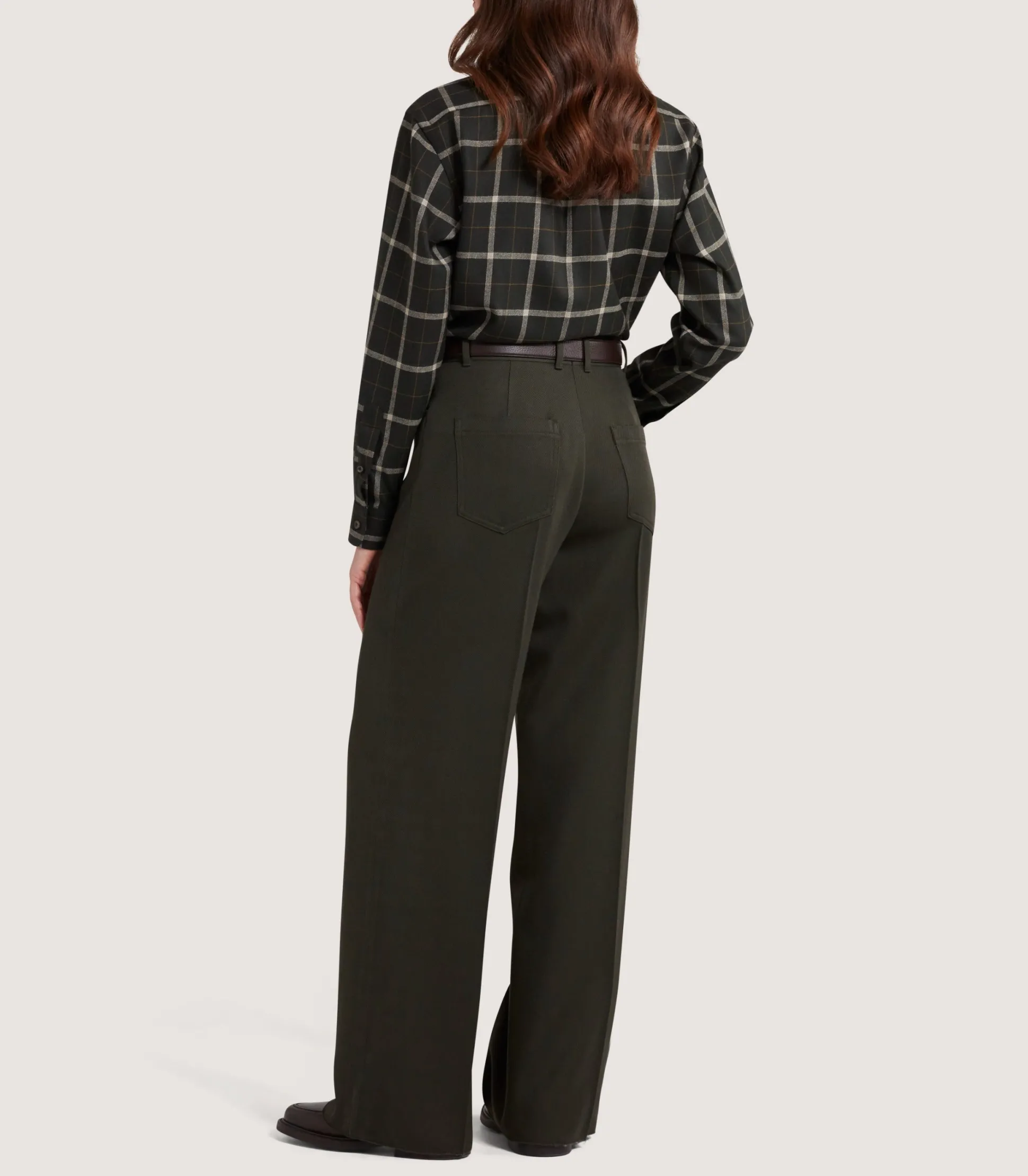 Women's Tartan Button Down Shirt in Dark Olive